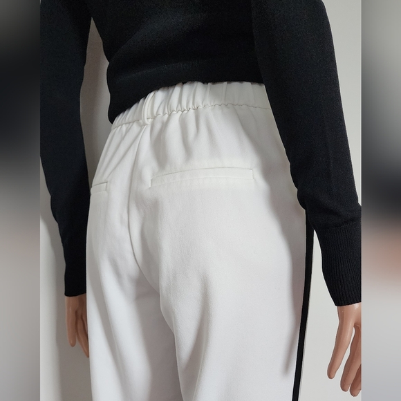 ZARA WHITE BLACK STRIPE CROPPED CAREER DRESS PANTS SLACKS CAPRI TUXEDO SMALL - Picture 5 of 6